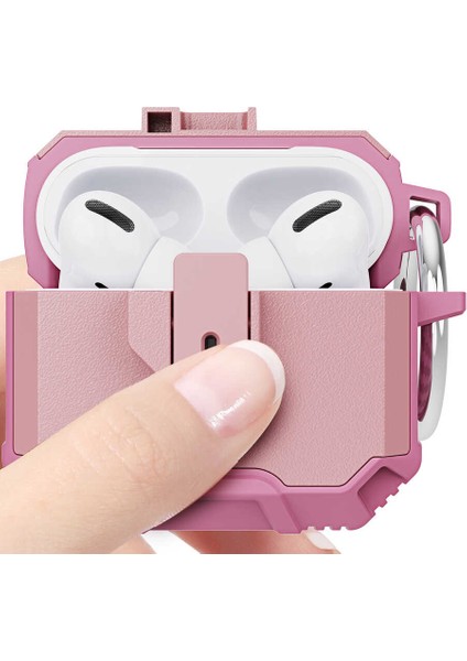 Case 4U Apple Airpods 3. Nesil Kılıf Tank Çift Katmanlı Silikon Airbag 27 Pembe