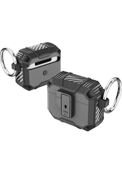 Apple Airpods 3. Nesil Kılıf Tank Çift Katmanlı Silikon Airbag 27 Siyah