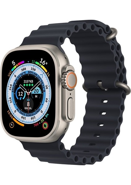 Apple Watch Ultra 49MM Uyumlu Kordon Waterproff Ayarlanır Tokalı Silikon Kayış Bileklik