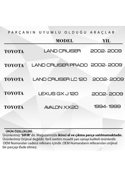 Land Cruiser Lexus Için Kontak Şaft Kilit Mili fiyatları