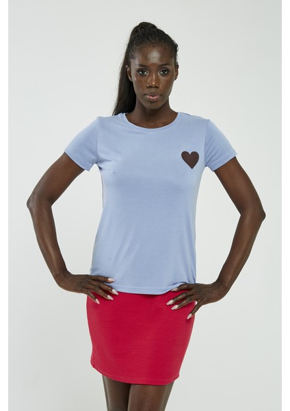 Kalpli Tshirt Açık Mavi