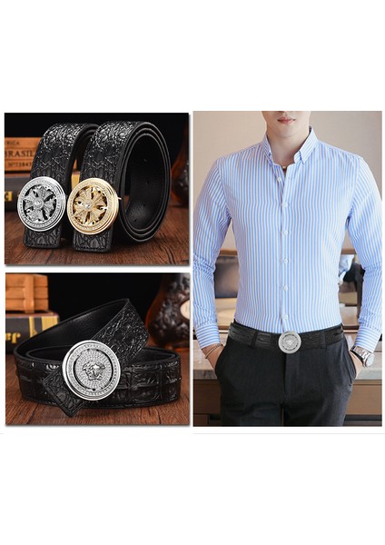 Düz Tokalı ve Timsah Desenli Erkek Deri Kemer (Yurt Dışından) fiyatları