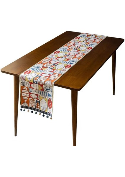 33 cm Masa Koşucu Dikdörtgen Nakış Çiçek Toz Geçirmez Püskül Masaüstü Kapak Retro Dekorasyon (Yurt Dışından)