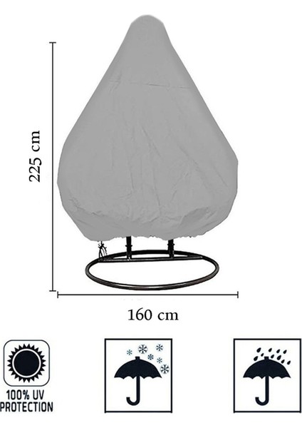 Cocoon Gri Su Geçirmez 2 Kişilik Koza Salıncak Hamak Koruma Örtüsü Kılıfı Yağmur Toz Kir Önleyici