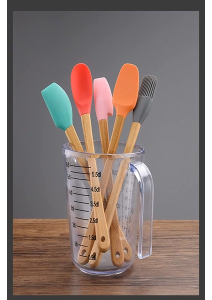 Valletta Indigo 5 Li Renkli Bambu Silikon Spatula Seti Uzun 26CM fırsatları