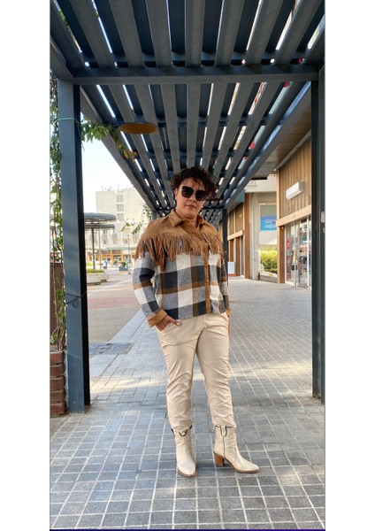 Kadın Camel Püskül Detaylı Gömlek