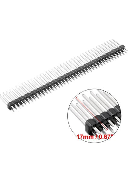 2X40 Pin 17MM Uzunluk 2mm 180 Dereceerkek Pin Header - 4 Adet