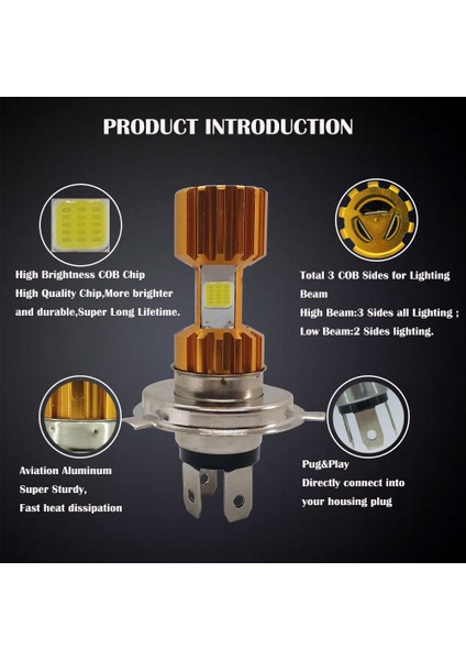 Motosiklet Uzun Kısa Far LED Ampul Süper Parlak Sis Lambası (Yurt Dışından)