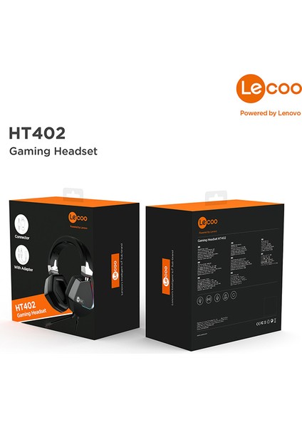 Lenovo Lecoo HT402 3.5mm Jack Kulak Üstü RGB LED Aydınlatmalı Kablolu Çıkartılabilir Mikrofonlu Gaming Kulaklık Siyah