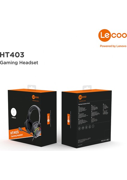 Lenovo Lecoo HT403 USB2.0 Kulak Üstü RGB LED Aydınlatmalı Kablolu Gaming Kulaklık Siyah