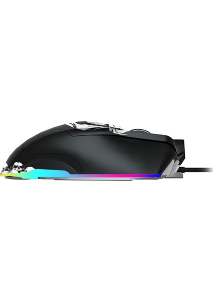 Lenovo Lecoo MG1102 Win Mac Kuru Kafa Desenli Kablolu RGB LED Aydınlatmalı 8200DPI 10 Makro Tuşlu 125 gr Gaming Mouse ve Mousepad Siyah