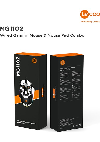 Lenovo Lecoo MG1102 Win Mac Kuru Kafa Desenli Kablolu RGB LED Aydınlatmalı 8200DPI 10 Makro Tuşlu 125 gr Gaming Mouse ve Mousepad Siyah