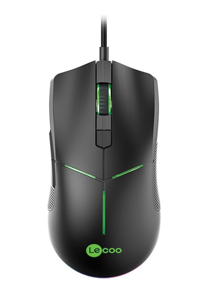 Lenovo Lecoo MS109 Kablolu RGB LED Aydınlatmalı 6400 DPI 8 Makro Tuşlu 132g Gaming Mouse Siyah