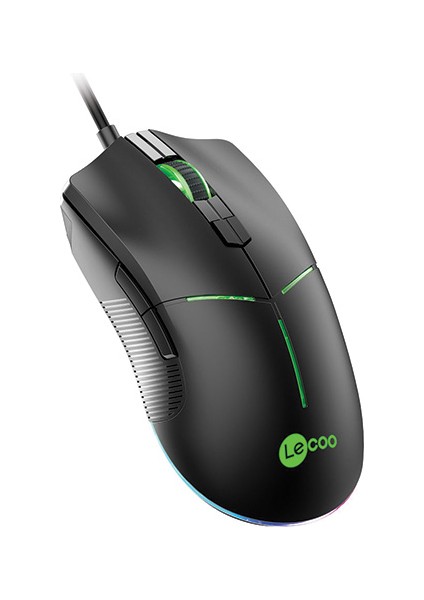 Lenovo Lecoo MS109 Kablolu RGB LED Aydınlatmalı 6400 DPI 8 Makro Tuşlu 132g Gaming Mouse Siyah