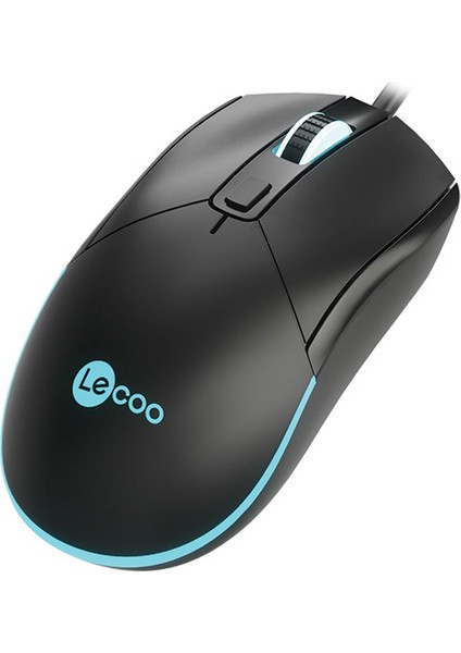 Lenovo Lecoo MS120 RGB Led Aydınlatmalı USB Kablolu 2400DPI 4 Tuşlu 114.6g Optik Gaming Mouse Siyah