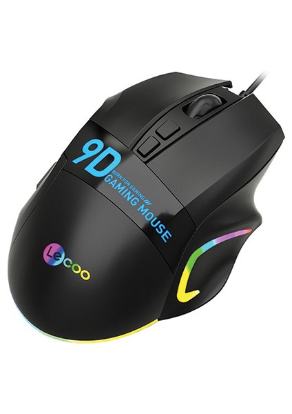 Lenovo Lecoo MS130 Kablolu RGB LED Aydınlatmalı 7200DPI 9 Makro Tuşlu 500Hz Gaming Mouse Siyah