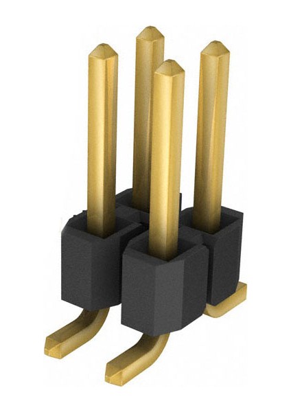 2 Pin 2x2 Pin 6.6mm Uzunluk 2mm Erkek Header Altın Kaplama Smt Tipi - 10 Adet
