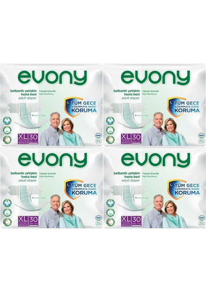 Hasta Bezi Yetişkin Bel Bantlı Tekstil Yüzey Extra Large- Ekstra Büyük Boy 120 Adet (4Pk*30)