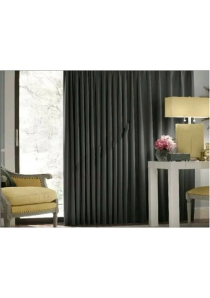Blackout (Karartma) Fon Perde-Güneşlik Pilesiz Extraforlu Düz Dikim Gri fırsatları