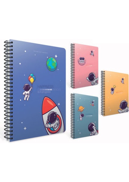 Happiness Spiralli Karton Kapak Defter A4 80 Yaprak Kareli
