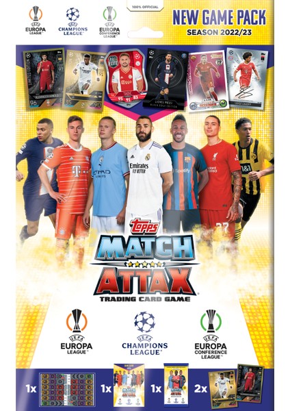 Mythos Cards / Topps UEFA Şampiyonlar Ligi 22/23 Sezonu Resmi Lisanslı Futbolcu Kartları - Match Attax /  Oyun Paketi