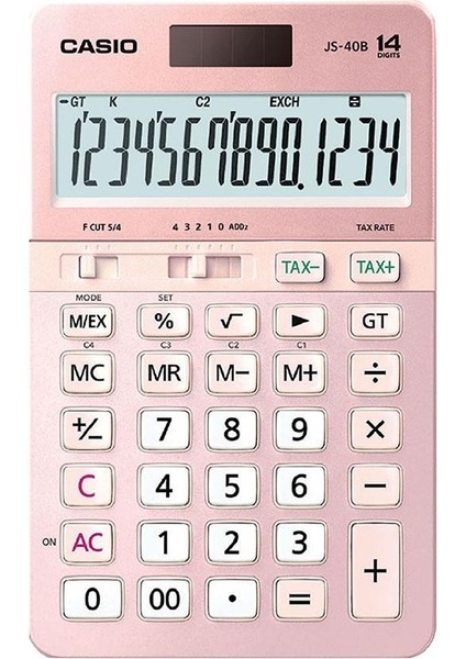JS-40B-PK Pembe Profesyonel 14 Hane Masa Üstü Hesap Makinesi
