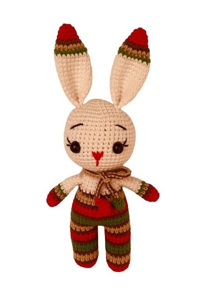 Yılbaşı Miniş Tavşan Uyku Arkadaşı Amigurumi Organik Oyuncak