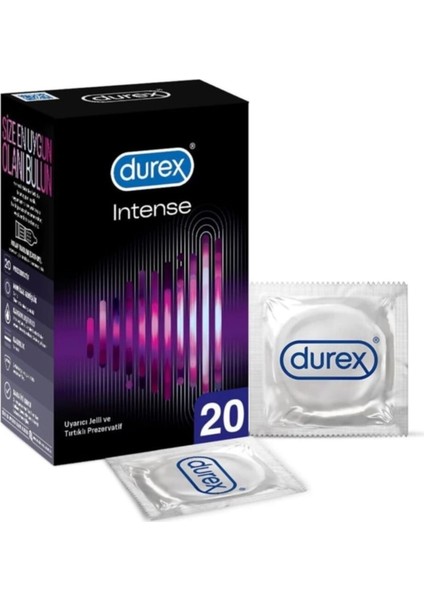 Intense Uyarıcı Jelli ve Tırtıklı Prezervatif 20'li
