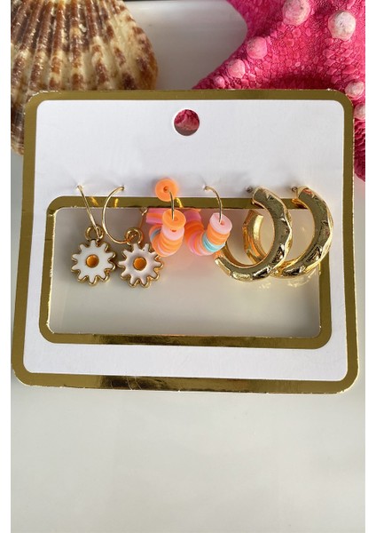 Altın Renk 6 Parça Küpe Set