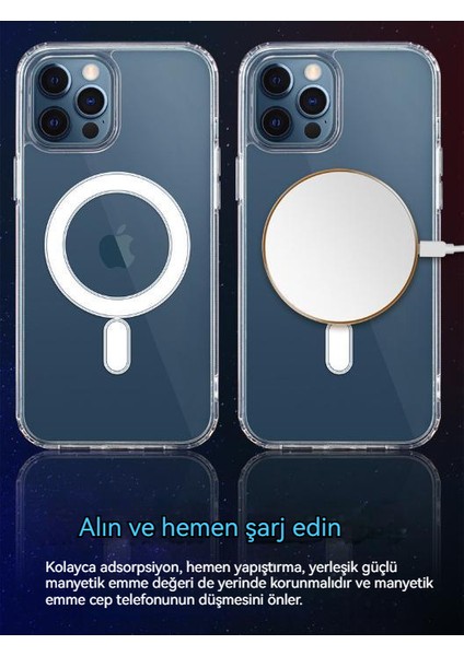 iphone 13 Silikon Kılıf Şeffaf Manyetik Kablosuz Şarj Uygulanabilir(Yurt Dışından)