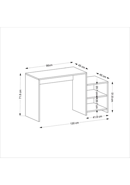 2 Raflı Karen Çalışma Masası Beyaz