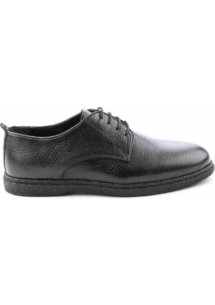 Siyah Baskılı Leather Erkek Oxford Ayakkabı E01549718303