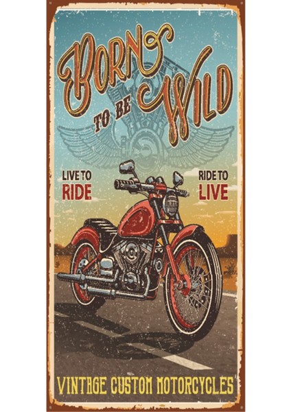 Motor (10 cm x 20 Cm) Mini Retro Ahşap Poster