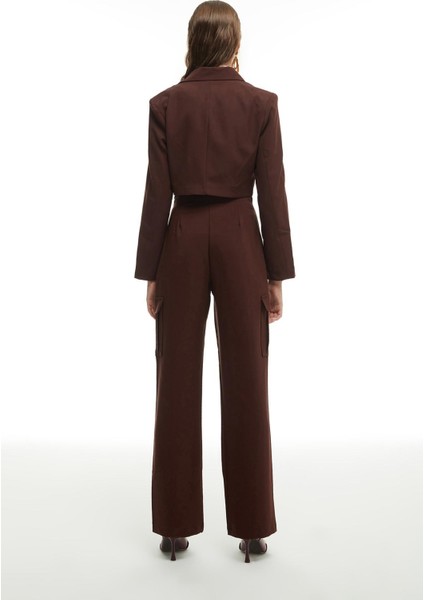 Kruvaze Crop Blazer Ceket Kahverengi indirimleri