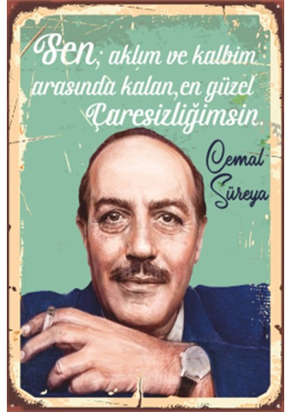 Cemal Süreya Çaresizliğimsin Retro Ahşap Poster