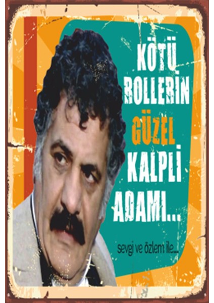 Erol Taş Kötü Adam Yeşilçam Retro Ahşap Poster
