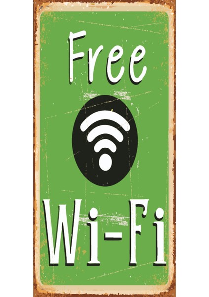 Free Wifi (10 cm x 20 Cm) Mini Retro Ahşap Poster