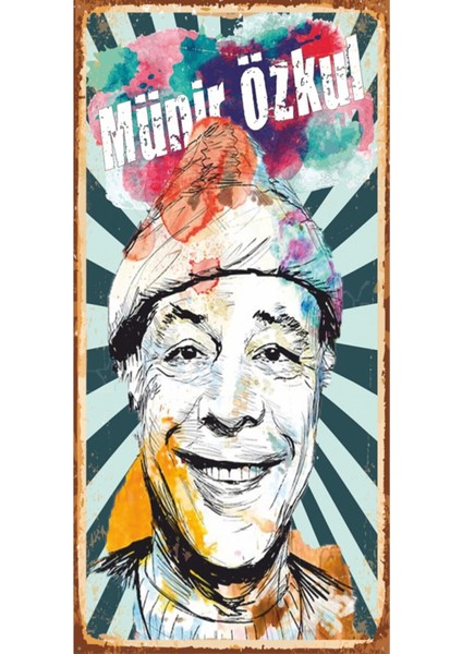 Münir Özkul Yeşilçam (10 cm x 20 Cm) Mini Retro Ahşap Poster