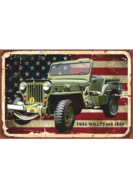 Madein Usa Jeep Retro Ahşap Poster