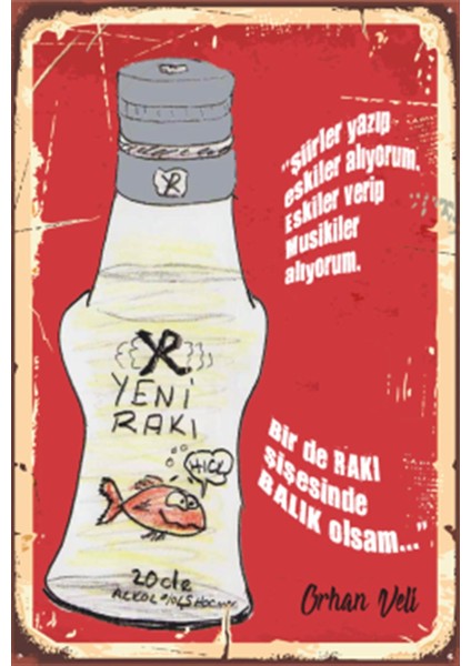 Rakı Balık Retro Ahşap Poster