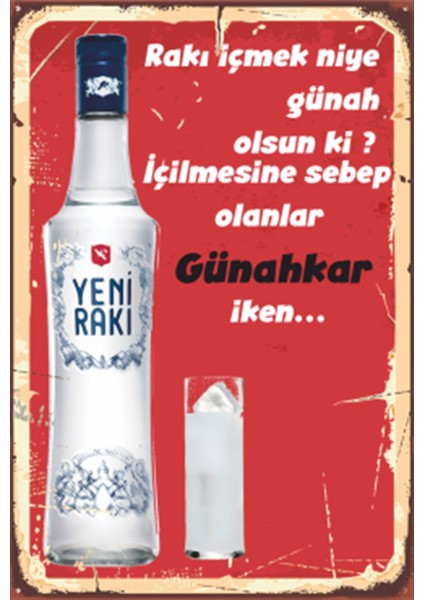 Rakı Içmek Retro Ahşap Poster