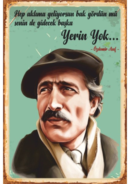 Özdemir Asaf Yerin Yok Retro Ahşap Poster