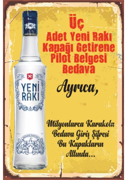 Türk Rakısı Retro Ahşap Poster