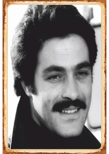 Kadir Inanır Yeşilçam Siyah Beyaz Portre Retro Ahşap Poster