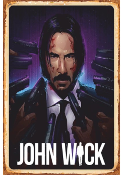 John Wick Retro Ahşap Poster