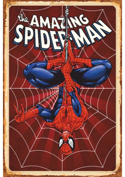 Hayat Poster Spiderman Süper Kahramanlar Retro Ahşap Poster