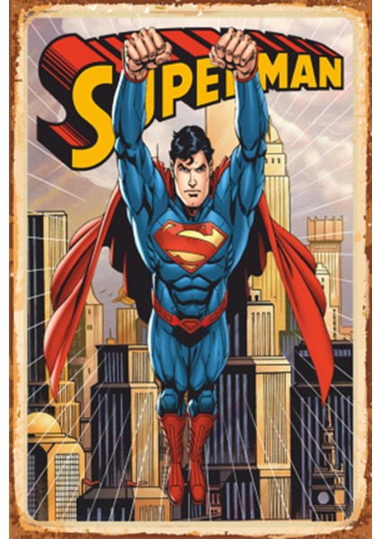 Superman Süper Kahramanlar Retro Ahşap Poster