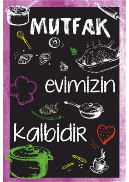 Mutfak Evimizin Kalbidir Retro Ahşap Poster