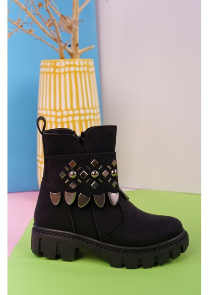 Yandan Fermuarlı Siyah Çocuk Bot