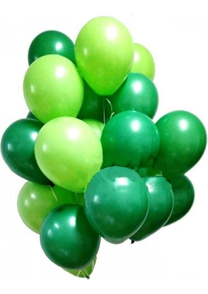 30 Adet Metalik Balon (Koyu Yeşil - Açık Yeşil -Karışık)